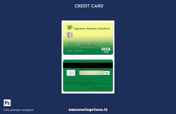 modello di carta visto bancario Bangladesh Agrani in stile verificato